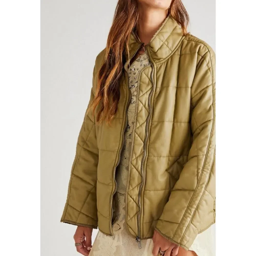 Free People / Doman Quilted Vegan Leather Jacket / Boho Jacket Staple - Picture 4 of 7